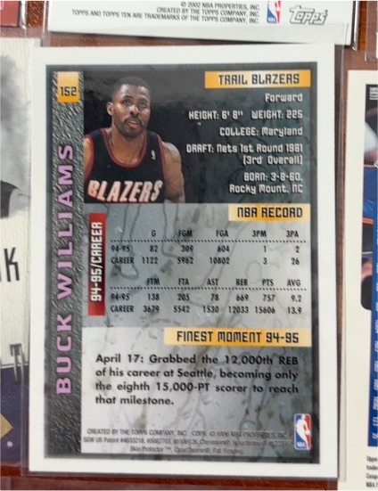 1994-95 Topps #152 Buck Williams — front
