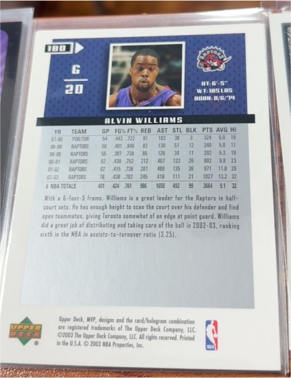 2001-02 Upper Deck #166 Alvin Williams — front