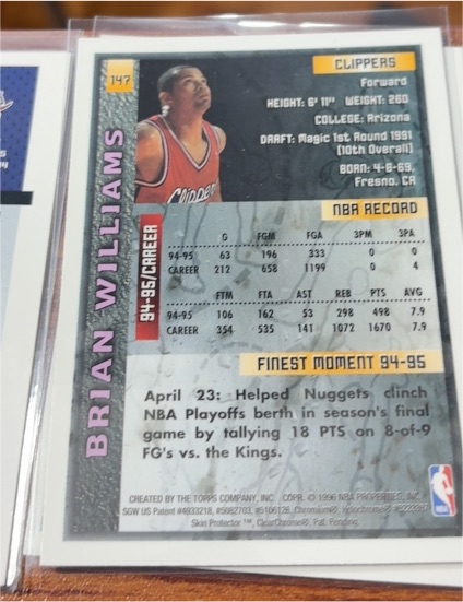 1995 Topps #147 Brian Williams — front