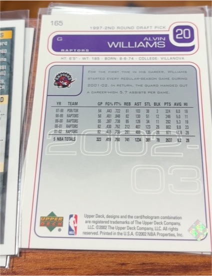2002 Upper Deck #165 Alvin Williams — front