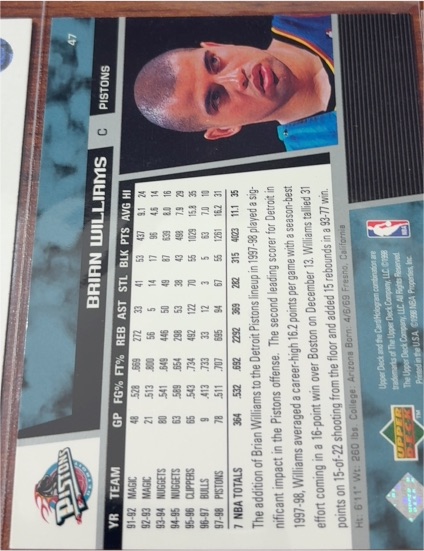 1997 Upper Deck Collector's Choice #242 Brian Williams — front