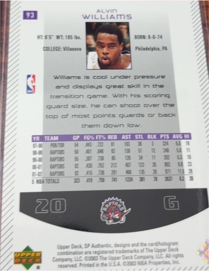 2003-04 Upper Deck #271 Alvin Williams — front