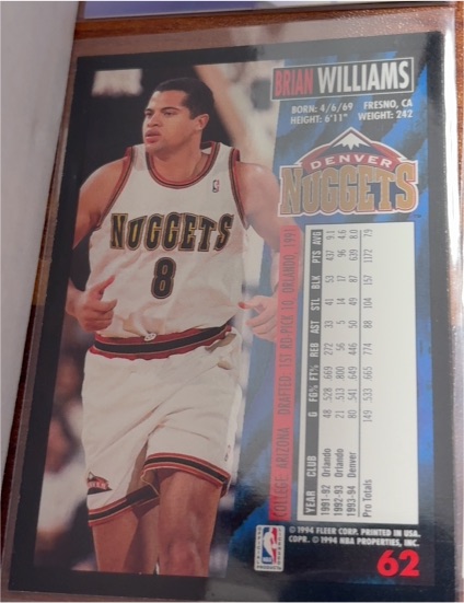 1994-95 Fleer #62 Brian Williams — front