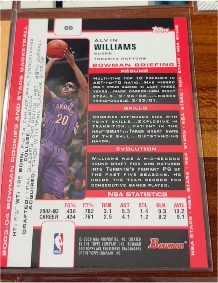 2003-04 Bowman #89 Alvin Williams — front