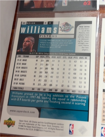 1997 Upper Deck Collector's Choice #242 Brian Williams — front