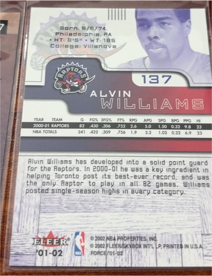 2001-02 Fleer #137 Alvin Williams — front