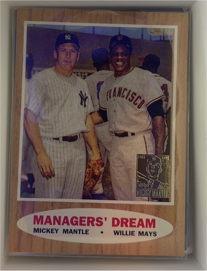 1996 Topps #33 Managers' Dream Mickey Mantle Willie Mays — front