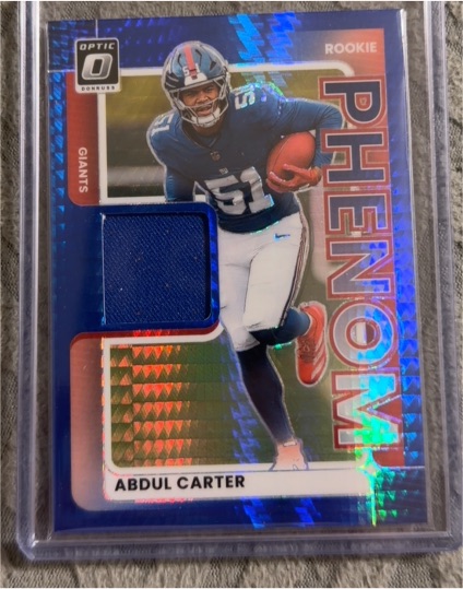 2025 Donruss Optic #RPBH-ACR Abdul Carter Rookie Phenom Blue Hyper Patch — front