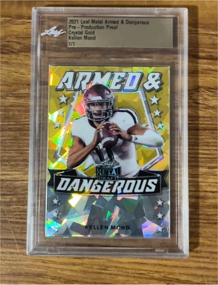 2021 Leaf Metal Armed & Dangerous Pre-Production Proof Kellen Mond — front