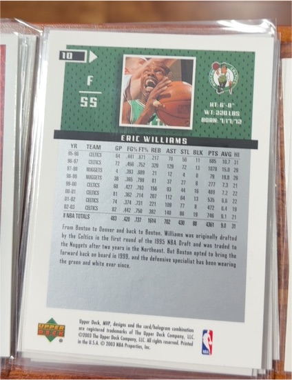 1994-95 Upper Deck #10 Eric Williams — front