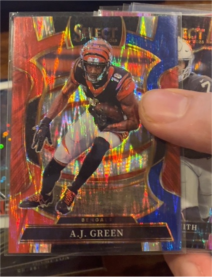 2025 Panini Select #99 A.J. Green Red and Blue Shock Prizm — front