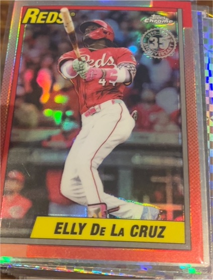 2025 Topps Chrome Update #90CU-3 Elly De La Cruz 35th Anniversary Refractor Reds — front