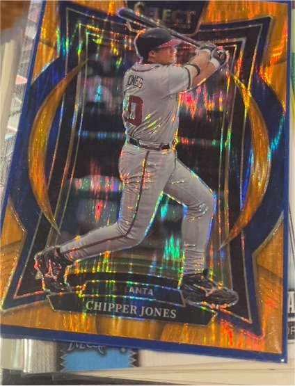 2025 Panini Select #15 Chipper Jones Orange Flash Prizm — front