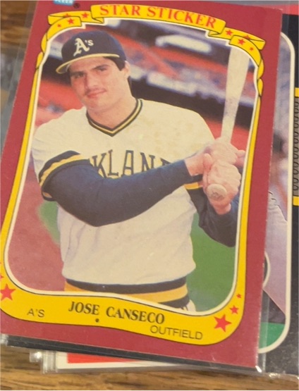 1986 Fleer Star Stickers #19 Jose Canseco — front
