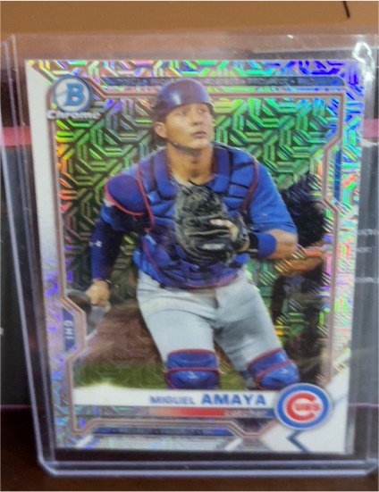 2021 Bowman Chrome Prospects Mojo Refractor #BCP-148 Miguel Amaya — front