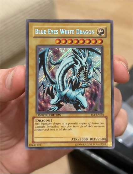 1996 Yu-Gi-Oh! #FL1-EN001 Blue-Eyes White Dragon — front