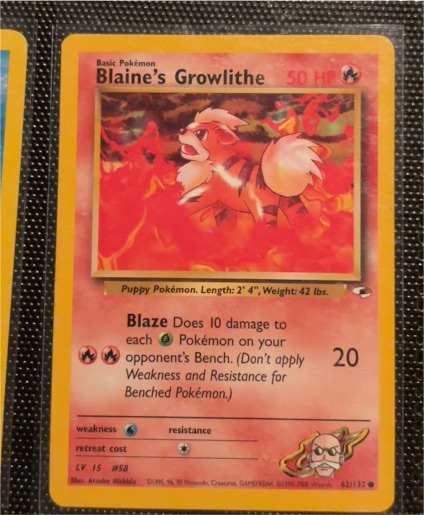 2000 Gym Heroes #62 Blaine's Growlithe — front
