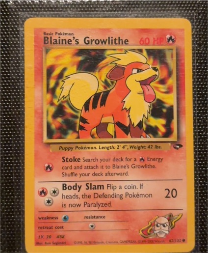 2000 Pokémon Gym Challenge #62 Blaine's Growlithe — front