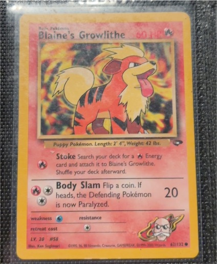 1999 Pokémon #62 Blaine's Growlithe — front