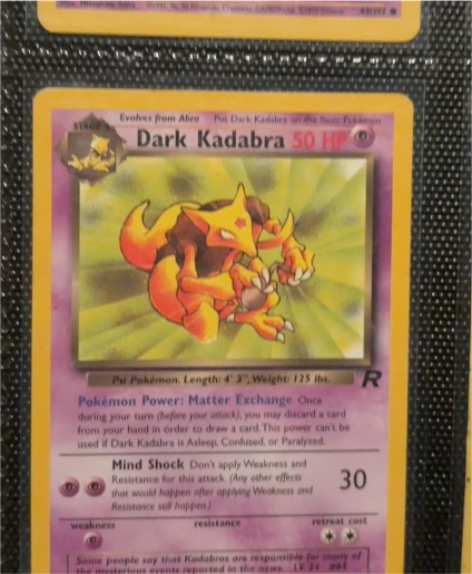 1999 Pokemon Team Rocket #39 Dark Kadabra — front