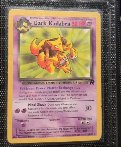 1999 Pokémon Team Rocket #39 Dark Kadabra — front