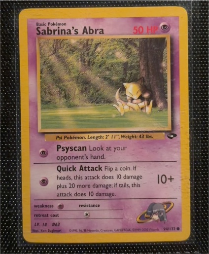 1999 Pokémon Gym Challenge #94 Sabrina's Abra — front