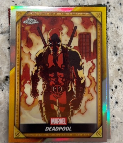2025 Topps Marvel Chrome #36 Deadpool Comic Book Gold Card — front