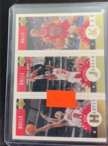1997 Upper Deck Collector's Choice #B1 Michael Jordan, Steve Kerr, Ron Harper Bulls — front