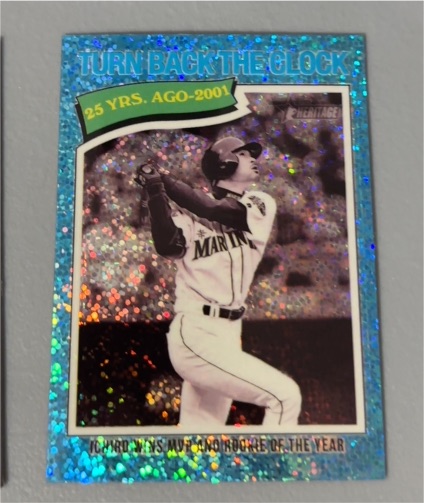 2026 Topps Heritage #337 Ichiro Suzuki Turn Back The Clock Light Blue Sparkle — front