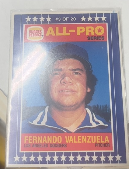 1986 Burger King All-Pro Series #3 of 20 Fernando Valenzuela — front