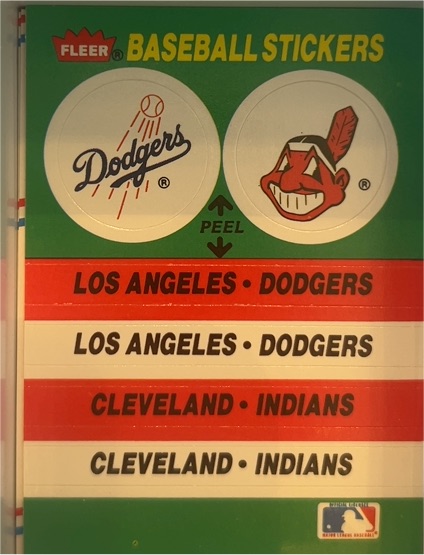 1988 Fleer #NNO Los Angeles Dodgers / Cleveland Indians Team Stickers — front