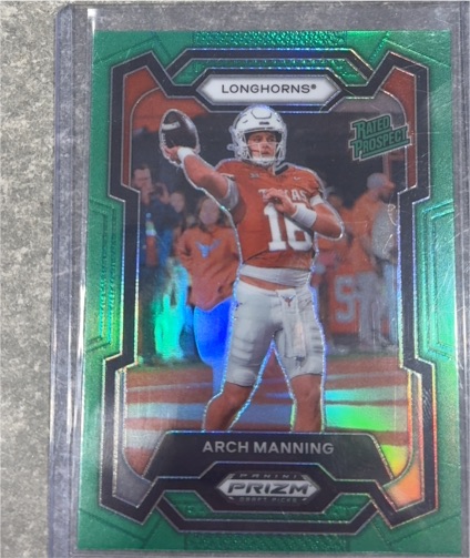 2024 Panini Prizm Draft Picks #192 Arch Manning Green Prizm Rated Prospect — front