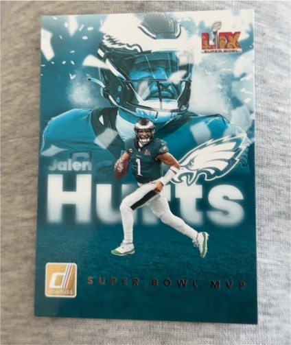 2025 Panini Donruss #1 Jalen Hurts Super Bowl MVP Insert — front