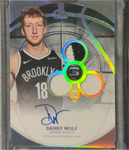2025-26 Topps 3 #RPV-DW Danny Wolf Rookie 3 Patch Auto Vertical — front