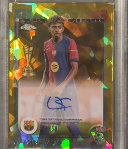 2024 Topps Chrome UEFA #FSA-LY Lamine Yamal Future Stars Gold Lava Auto — front