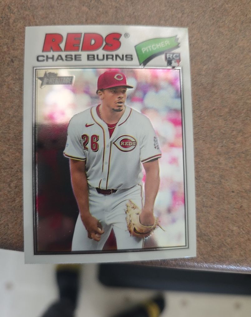2026 Topps Heritage #212 Chrome Chase Burns Rookie Cincinnati Reds RC — front