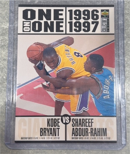 1996-97 Upper Deck Collector's Choice One on One #361 Kobe Bryant vs Shareef Abdur-Rahim — front