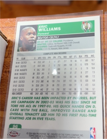 2003-04 Topps Chrome #96 Eric Williams Boston Celtics — front