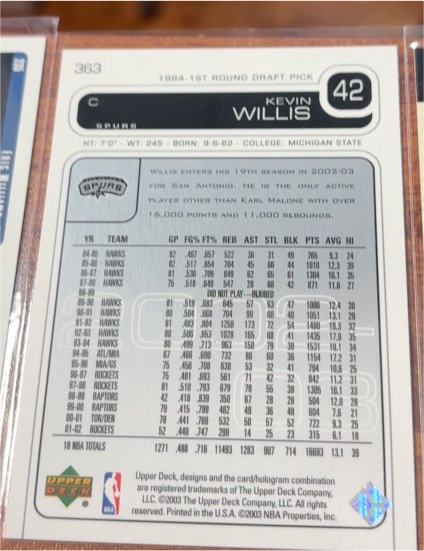 2003 Upper Deck #363 Kevin Willis — front