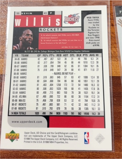 1998-99 Upper Deck UD Choice #55 Kevin Willis — front