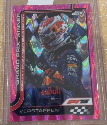 2025 Topps Chrome Formula 1 #94 Max Verstappen Pink Raywave GP Winner — front