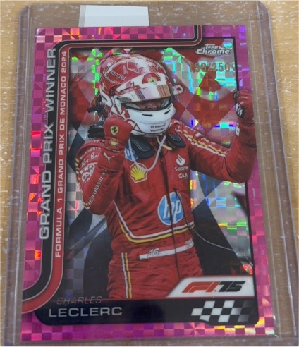 2025 Topps Chrome Formula 1 #108 Charles Leclerc Grand Prix Winner Pink Checker Flag — front