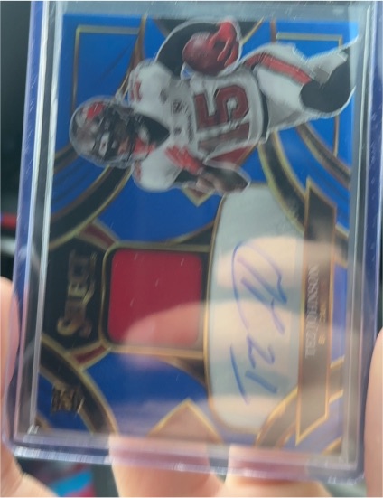 2025 Panini Select #RSMP-TJN Tez Johnson Rookie Patch Auto Blue Prizm /149 — front