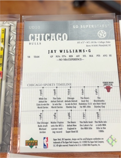 2003 Upper Deck UD Superstars #UD10 Jay Williams — front