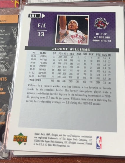 2002 Upper Deck #181 Jerome Williams — front