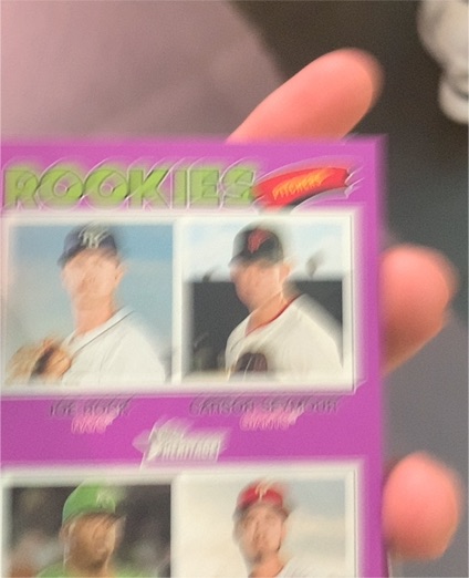 2026 Topps Heritage #389 Rookie Pitchers Joe Rock, Carson Seymour, Elvis Alvarado, Rangel — front