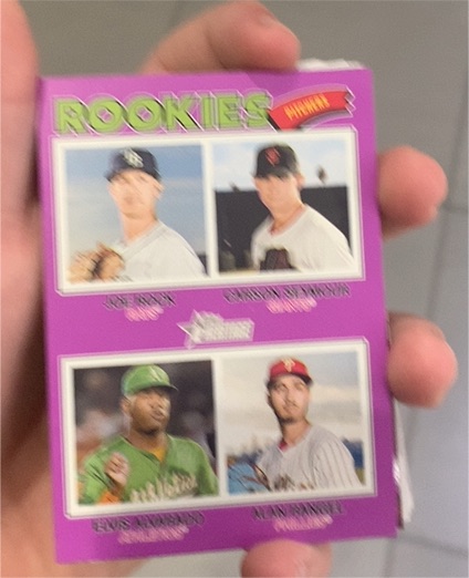 2026 Topps Heritage #389 Quad Rookies Joe Rock Carson Seymour Elvis Alvarado Rangel — front