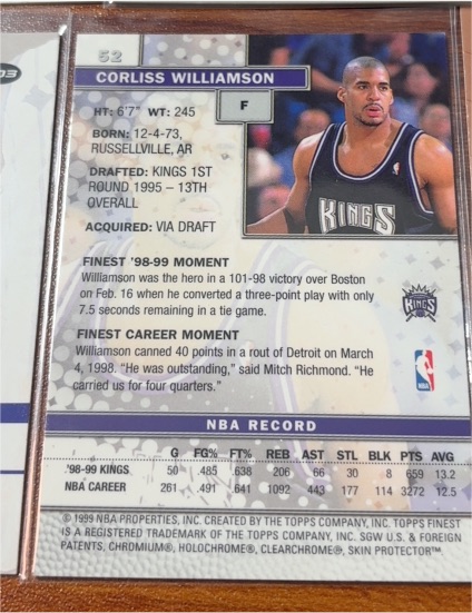 1998-99 Topps Finest #4 Corliss Williamson — front