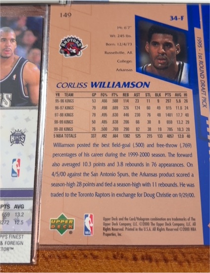 1999 Upper Deck #149 Corliss Williamson — front