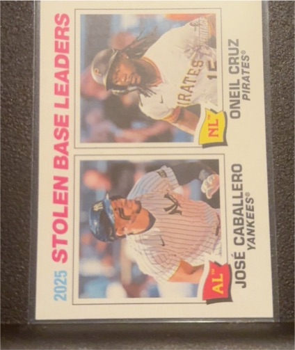 2026 Topps Heritage #4 2025 Stolen Base Leaders Oneil Cruz / Jose Caballero — front